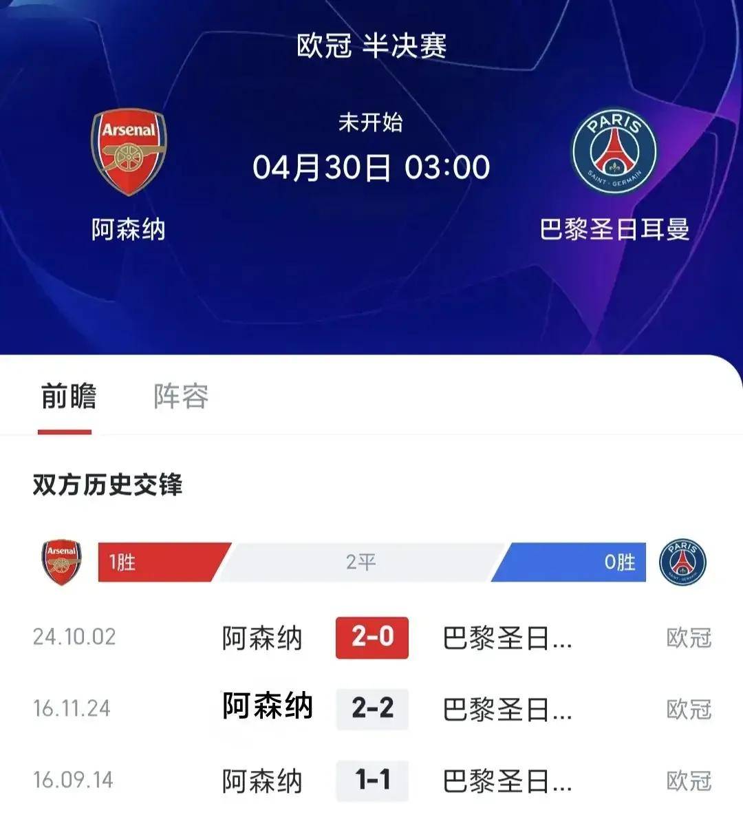 包含阿森纳逼平巴黎圣日耳曼，欧冠出线形势把握的词条